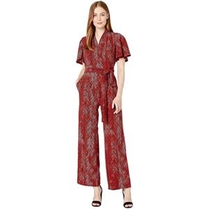 Maggy London Herringbone Printed Crepe Jumpsuit